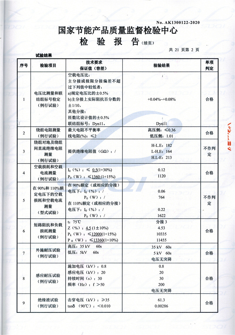 高低压试验报告-S11-1250福建福建福建油浸式变压器-2.jpg